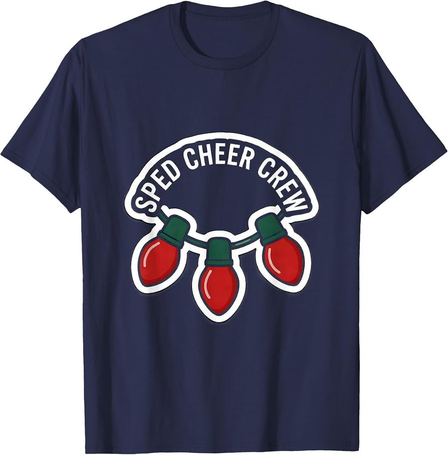 SPED Cheer Crew Holiday Special Education Teacher Christmas T-Shirt - Navy Blue