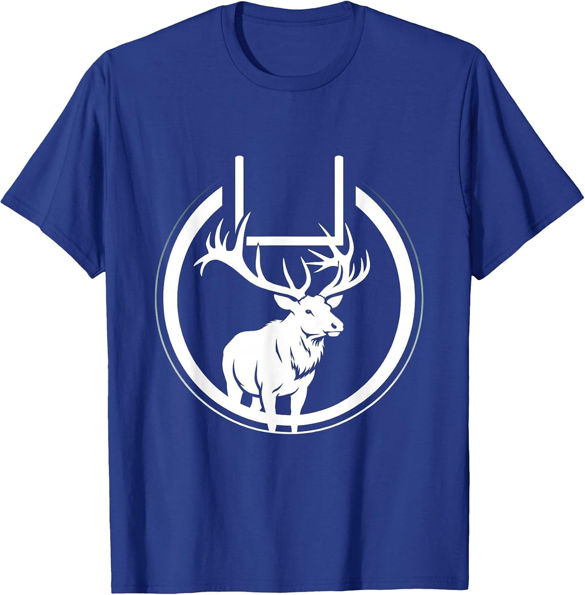 Elk Spirit Animal Football Goalpost Antlers T-Shirt - Royal Blue