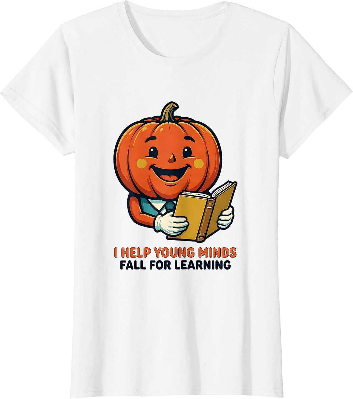 I Help Young Minds Fall For Learning Retro Teacher Pumpkin T-Shirt - White