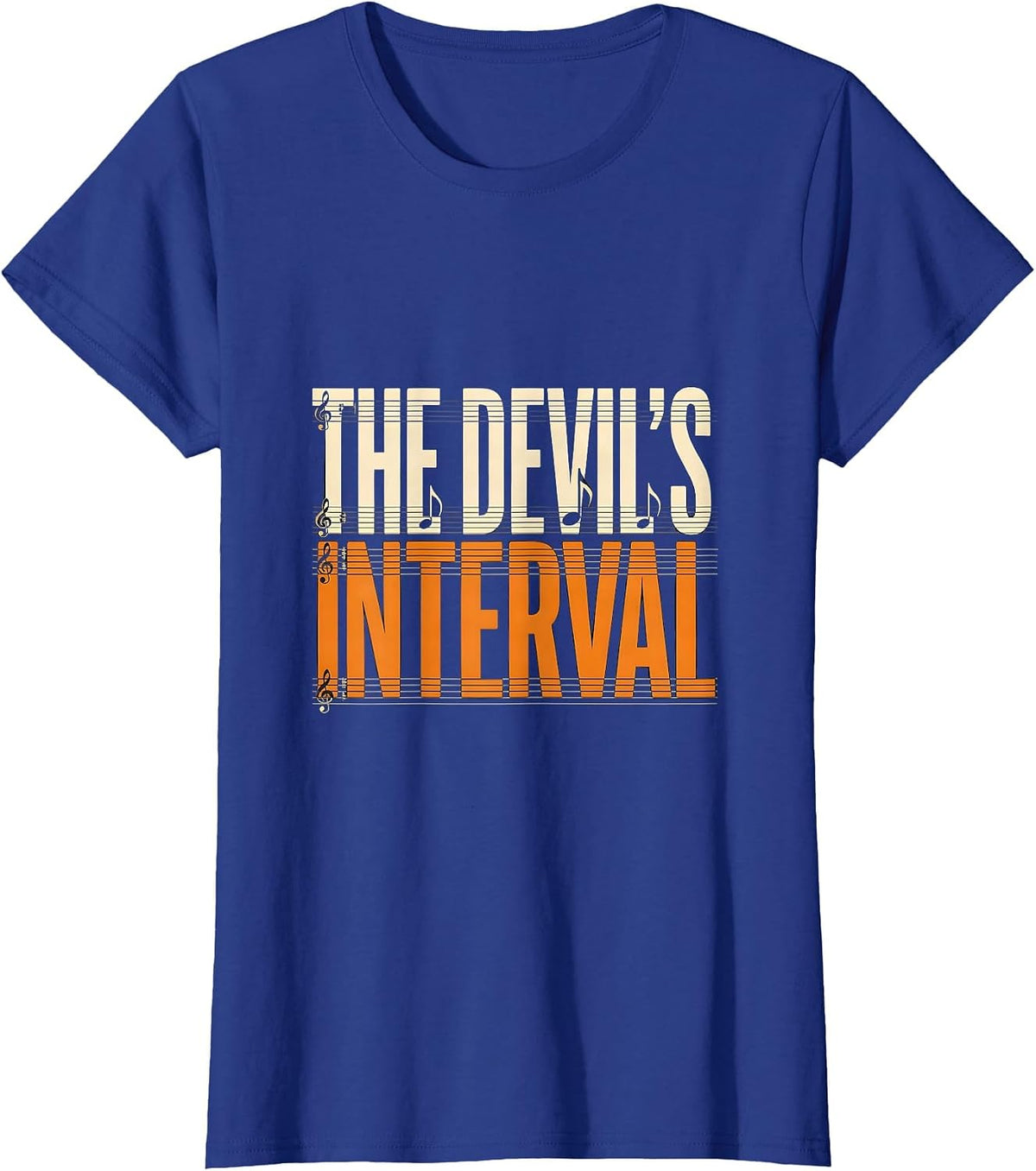 Women's The Devil's Interval Spooky Music Teacher Halloween Humor T-Shirt - Royal Blue