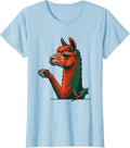 Women's Llama Toasting Mug Funny Alpaca Novelty Gift T-Shirt - Baby Blue