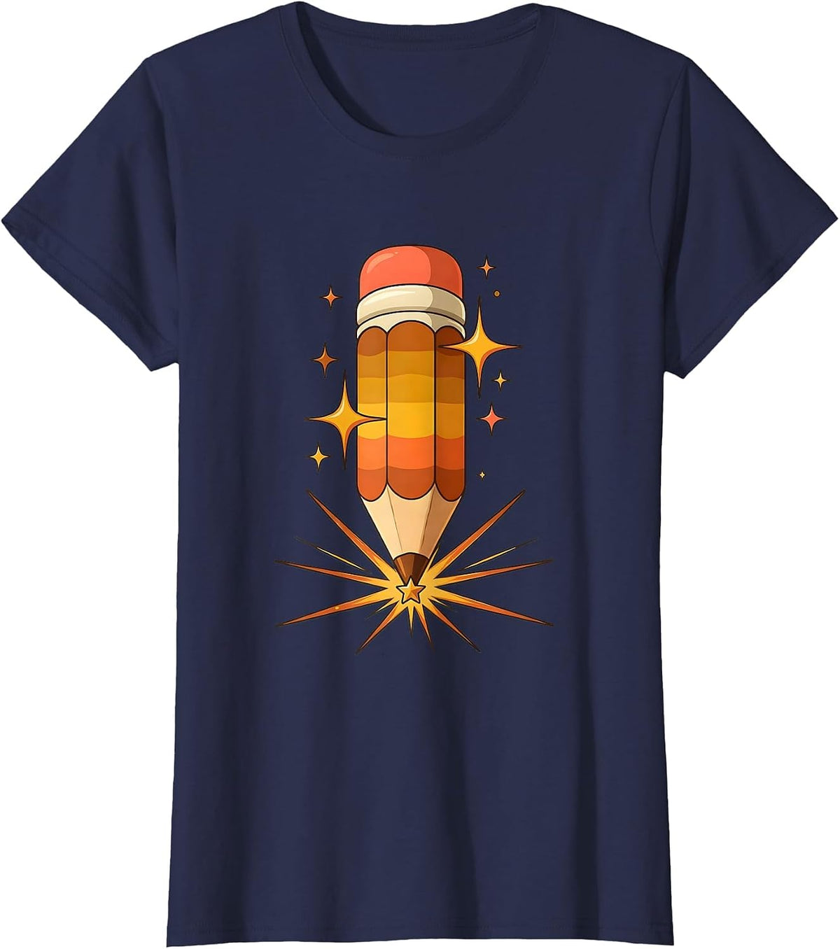 Women's Magical SPED Teacher Pencil Wand Sparkles Design T-Shirt - Navy Blue