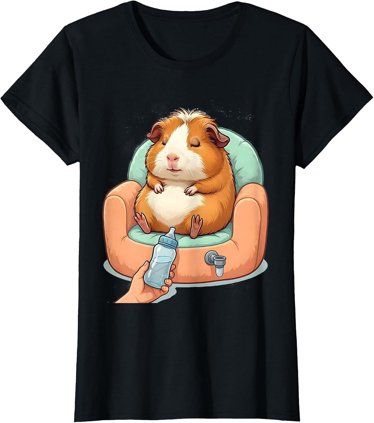 Cute Tailless Guinea Pig Kawaii Pet Lover Humor T-Shirt - Black