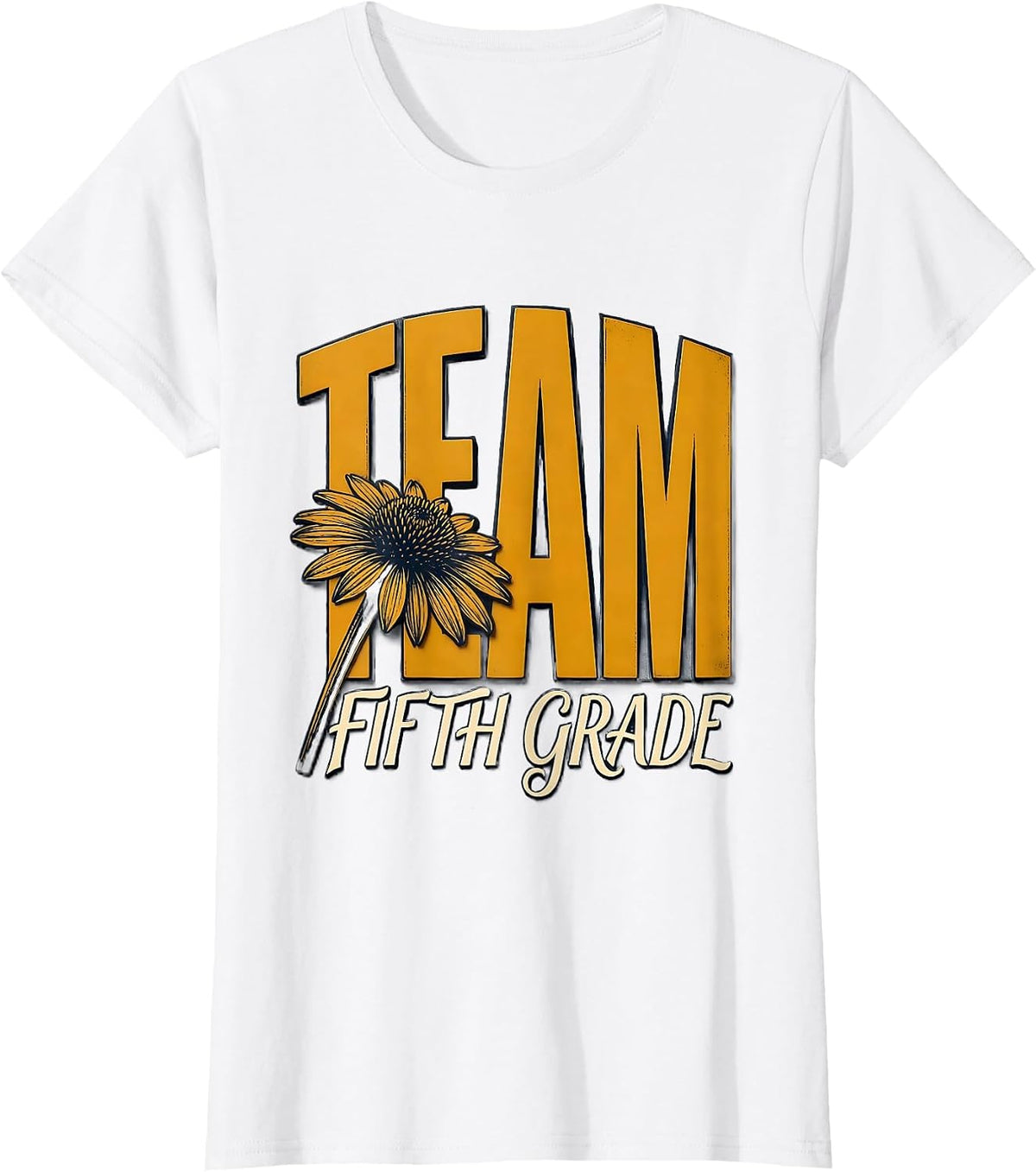 Team Fifth Grade Wood Type Letterpress Back To School T-Shirt - White