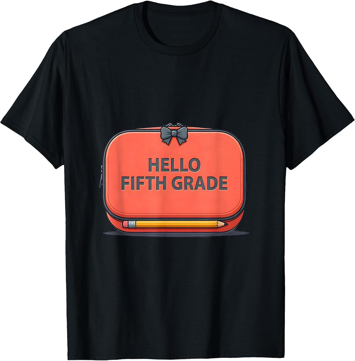 Men's Hello Fifth Grade Cute Coquette Back to School Pencil Bow T-Shirt - Black