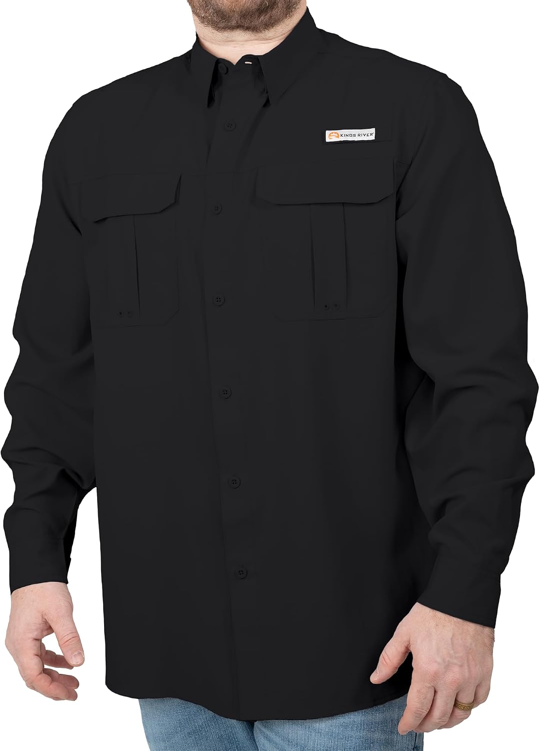 KINGS RIVER Men's Long Sleeve Fishing Shirt - Black