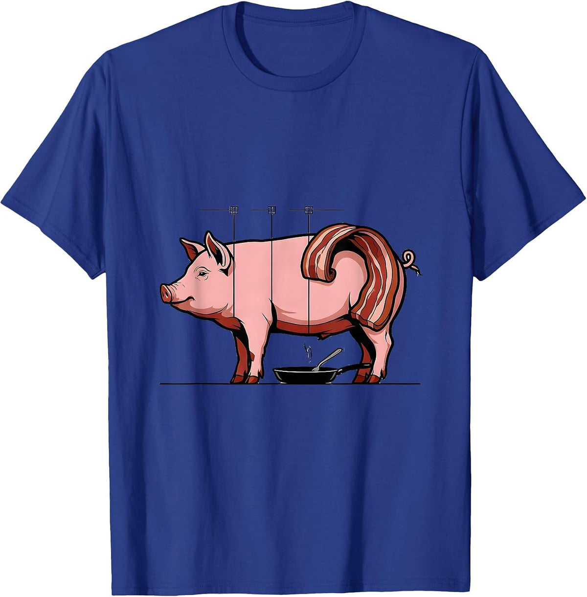 Pig Bacon Diagram Funny Food Lover Gift T-Shirt - Royal Blue