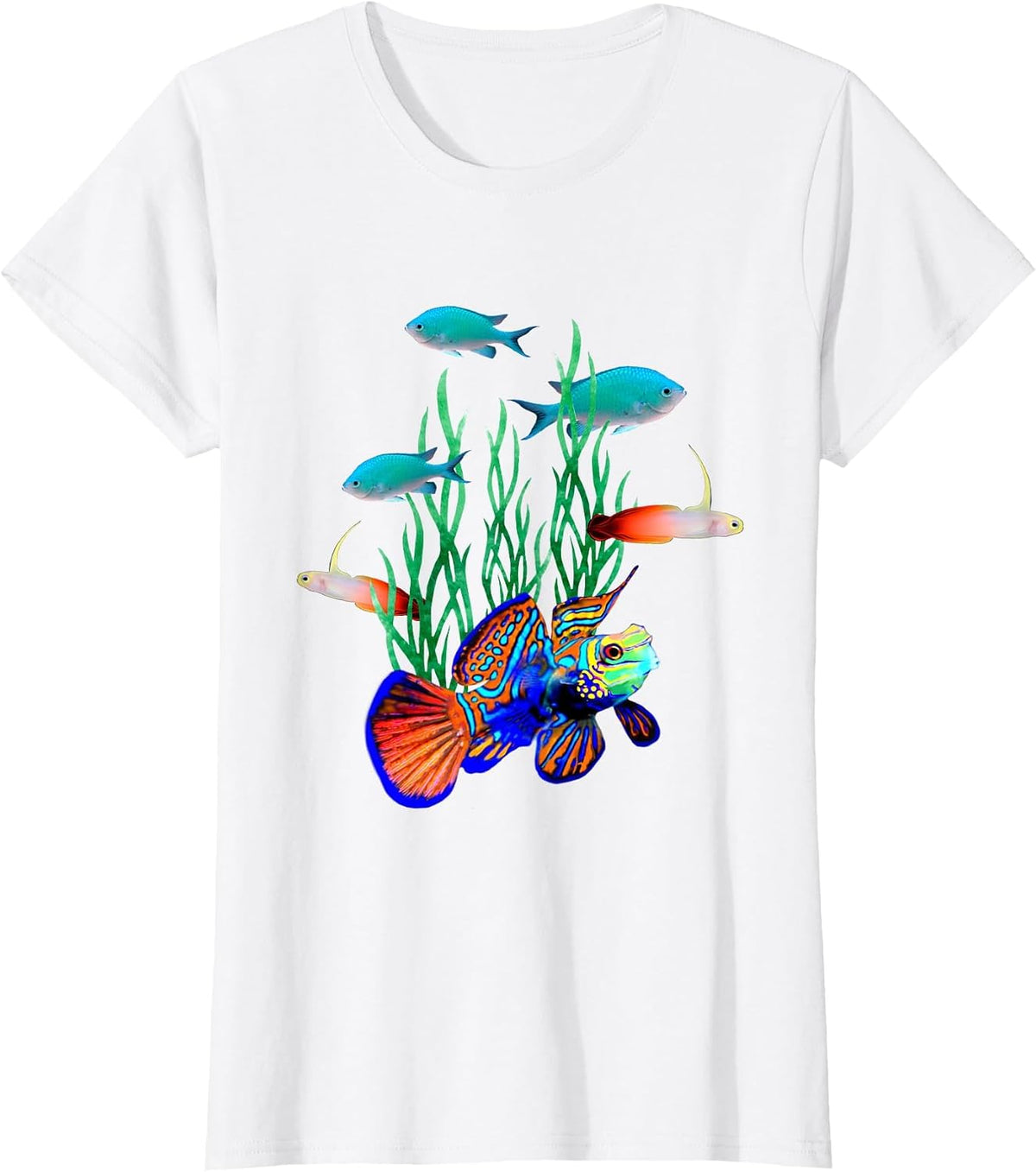 Mandarin Goby Chromis Saltwater Reef Fish Corals Lovers Art T-Shirt - White