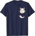 Pocket Cute White Fur Chinchilla T-Shirt - Navy Blue
