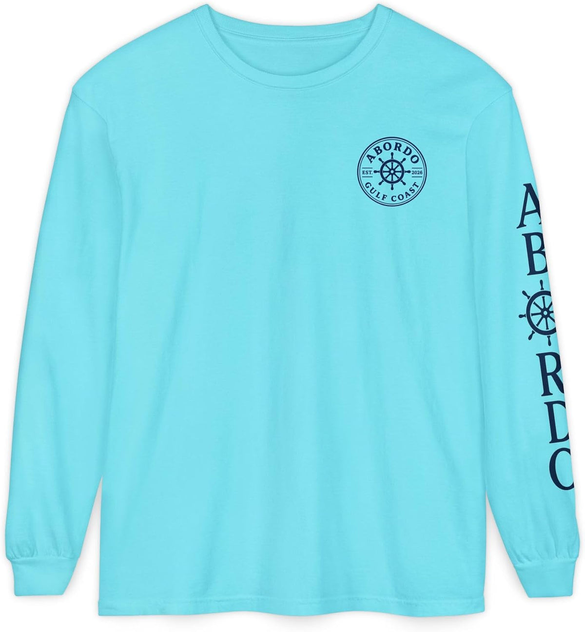 Fishing Marlin Fight Angler Coastal Design Long Sleeve Summer Tee - Lagoon Blue