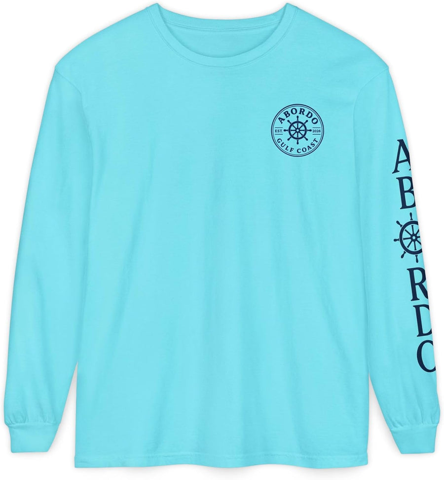 Fishing Marlin Fight Angler Coastal Design Long Sleeve Summer Tee - Lagoon Blue