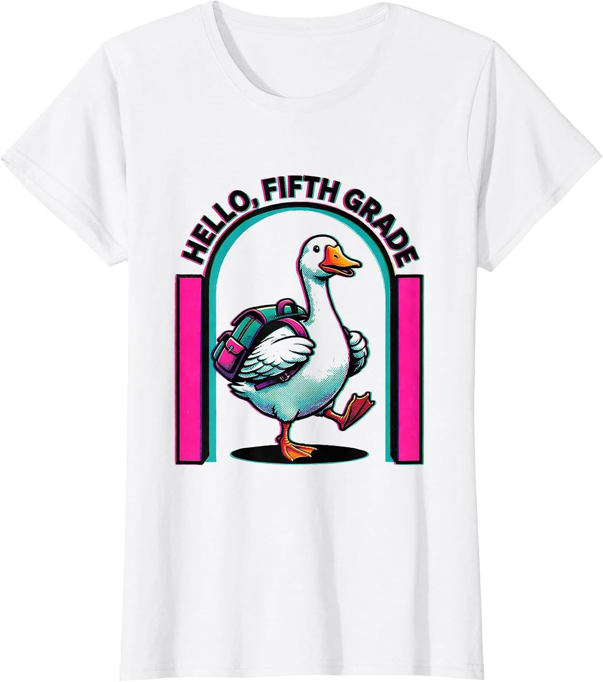 Hello, Fifth Grade Cute Goose Teacher Back To School T-Shirt - White