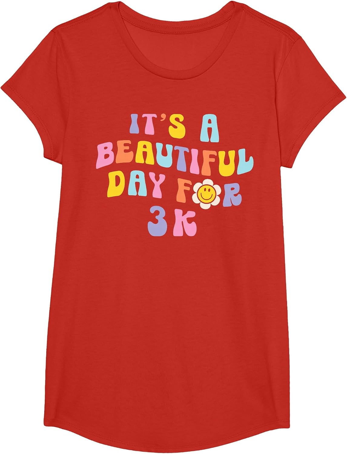 It’s a Beautiful Day for 3K Learning Retro Teacher Students T-Shirt - Girls Red