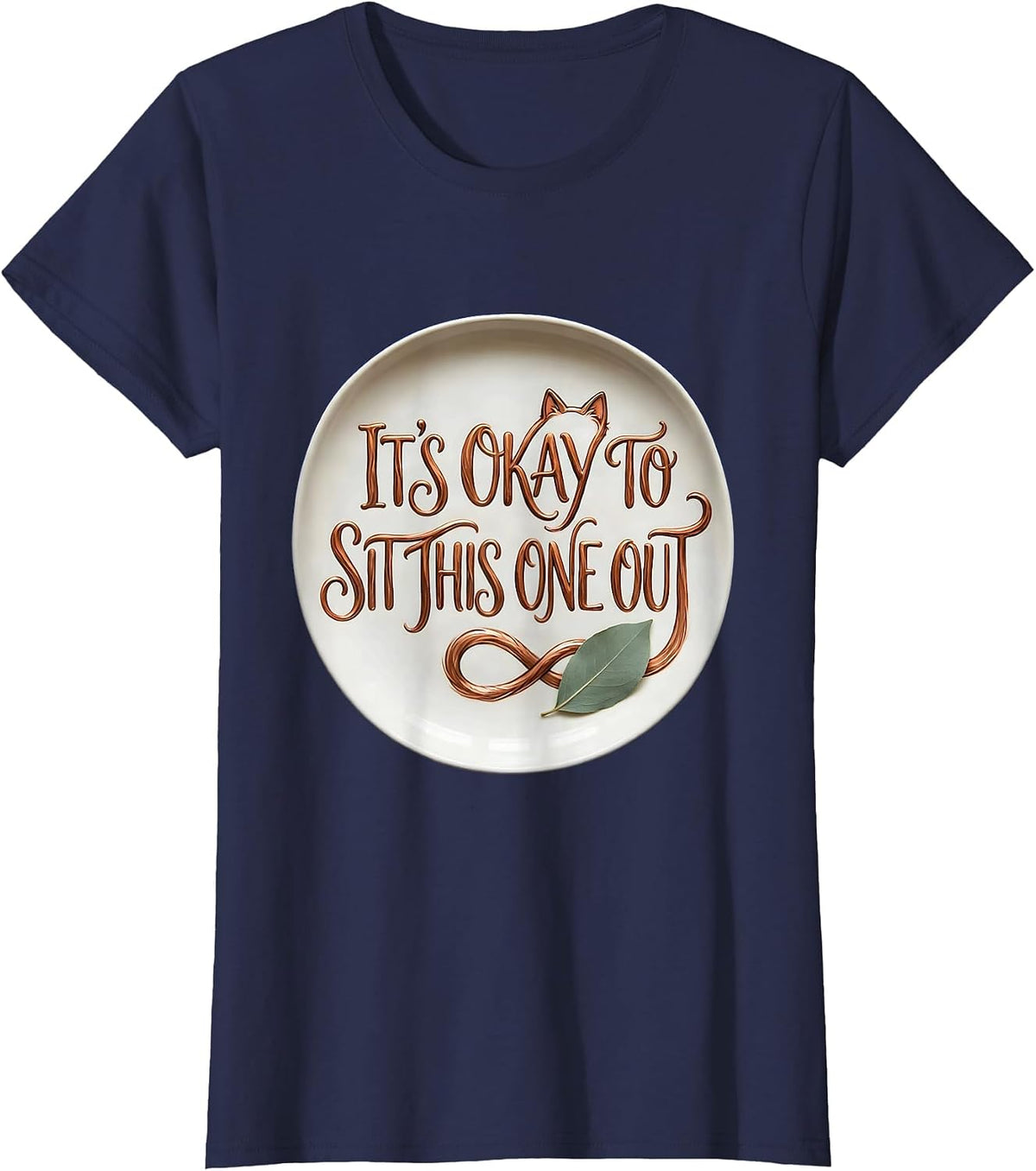 Women's It's Okay To Sit This One Out Cute Kawaii Cat Lover Boho T-Shirt - Navy Blue