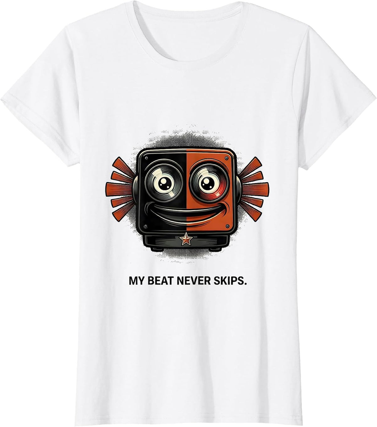 My Beat Never Skips Retro Cartoon Police Officer Humor T-Shirt - White