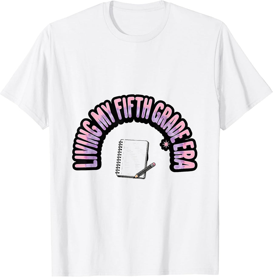 Men's Living My Fifth Grade Era Girl Tie Dye Back to School T-Shirt - White