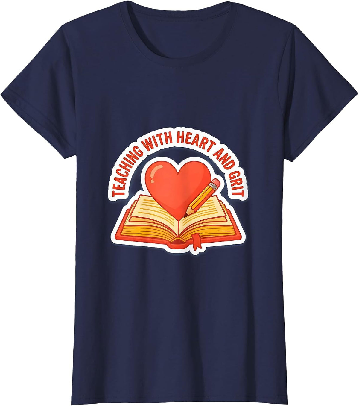 Women's Teaching With Heart and Grit Special Education Tee T-Shirt - Navy Blue