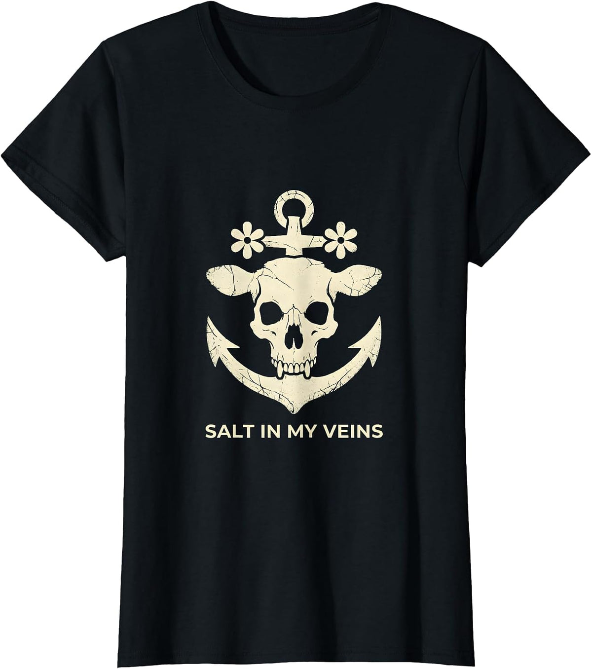 Women's Salt In My Veins Sailor Graphic Design T-Shirt - Black
