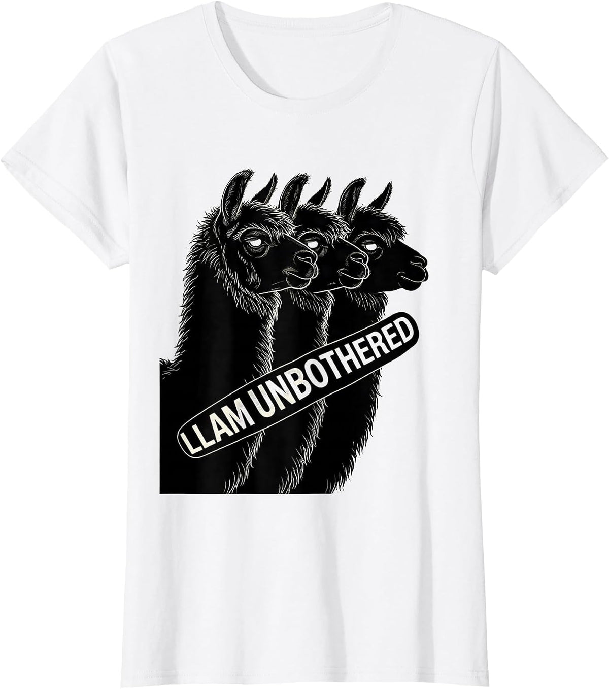 Women's Llam Unbothered Funny Llama Alpaca Humor Casual Gift T-Shirt - White