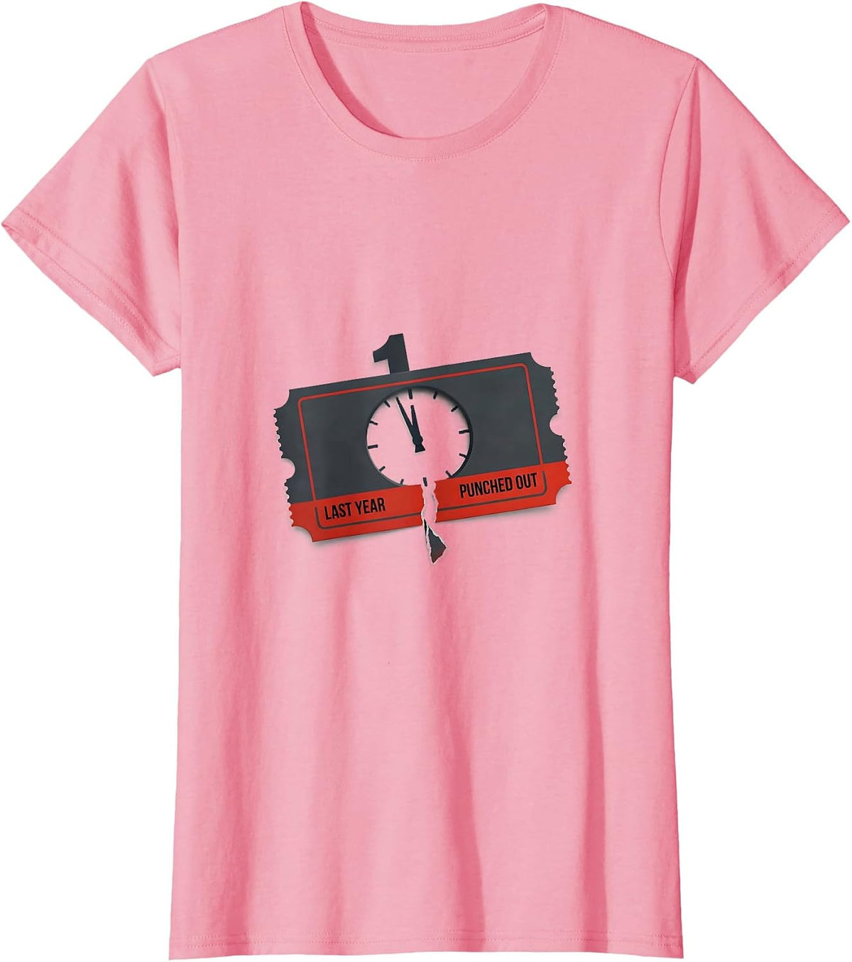 Women's Last Year, Punched Out Whimsical Party Novelty New Year Eve T-Shirt - Pink