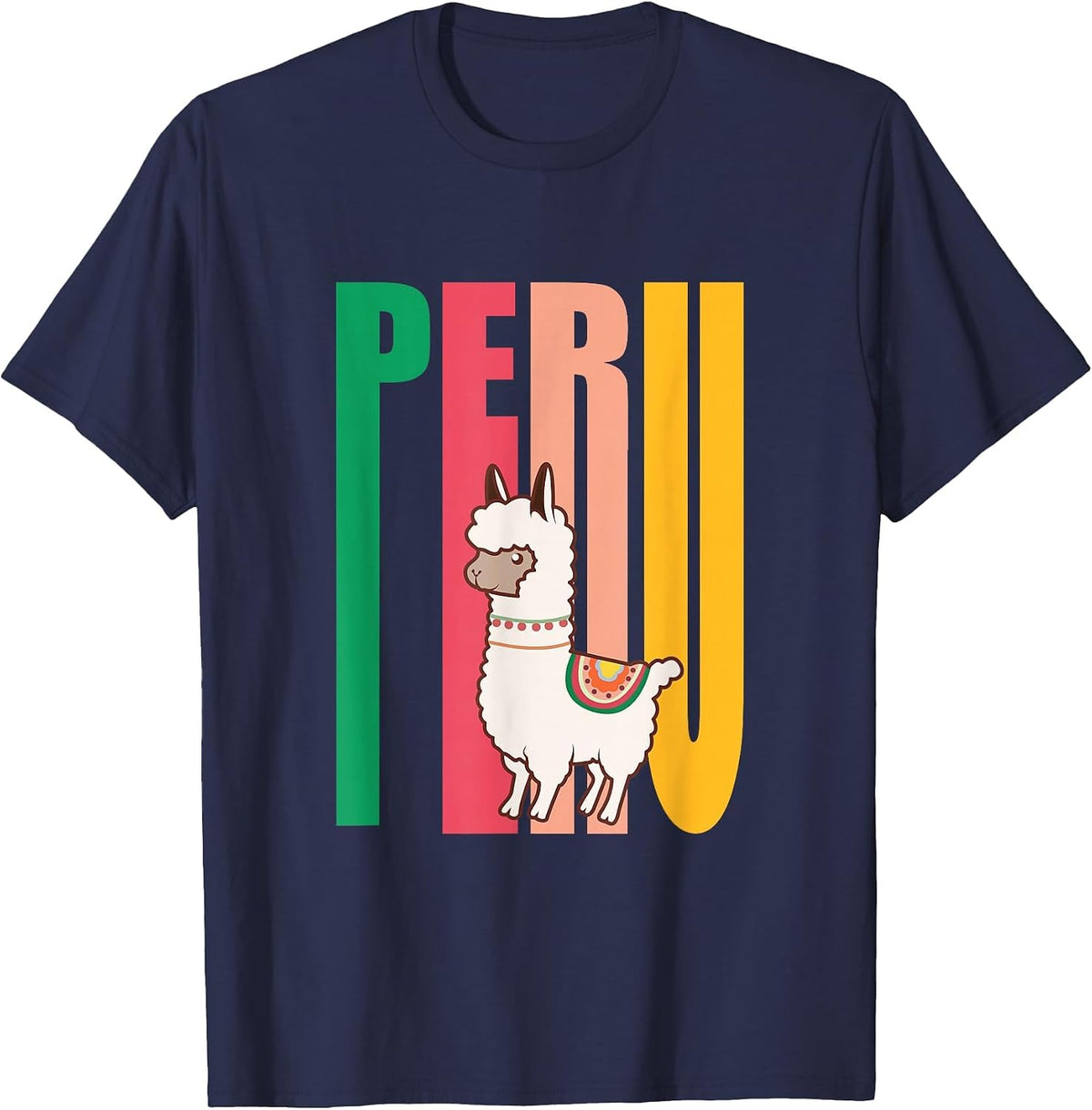 Cute Peruvian Alpaca Shirt Llama from Peru T-Shirt - Navy Blue