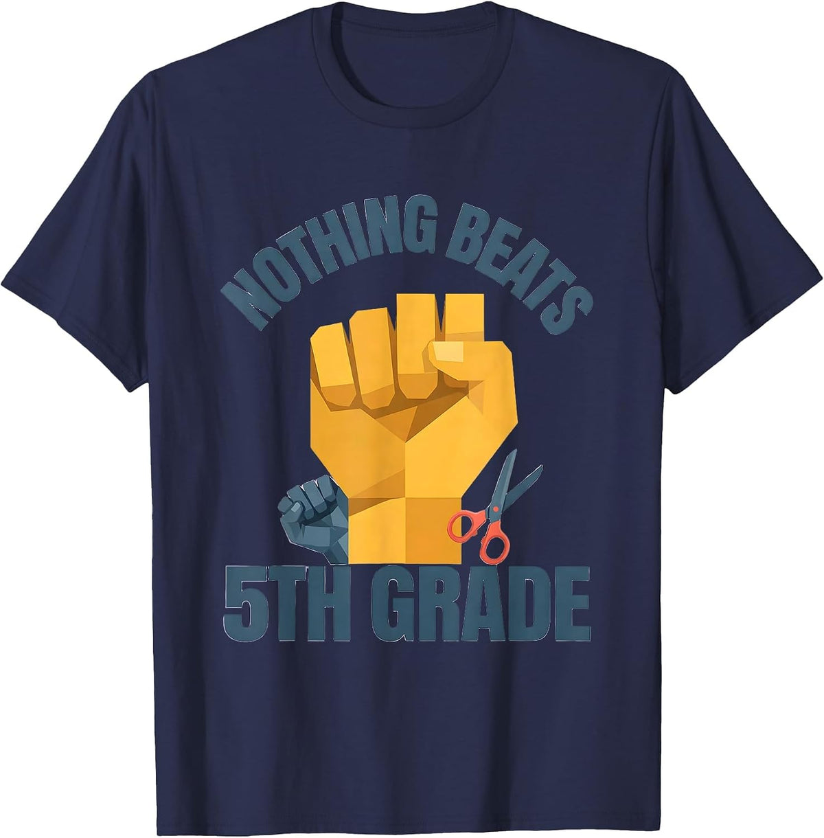 Men's Nothing Beats 5th Grade Back to School Rock Paper Scissors T-Shirt - Navy Blue