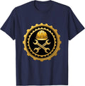 Hard Hat Crossed Wrenches Construction Graphic T-Shirt - Navy Blue