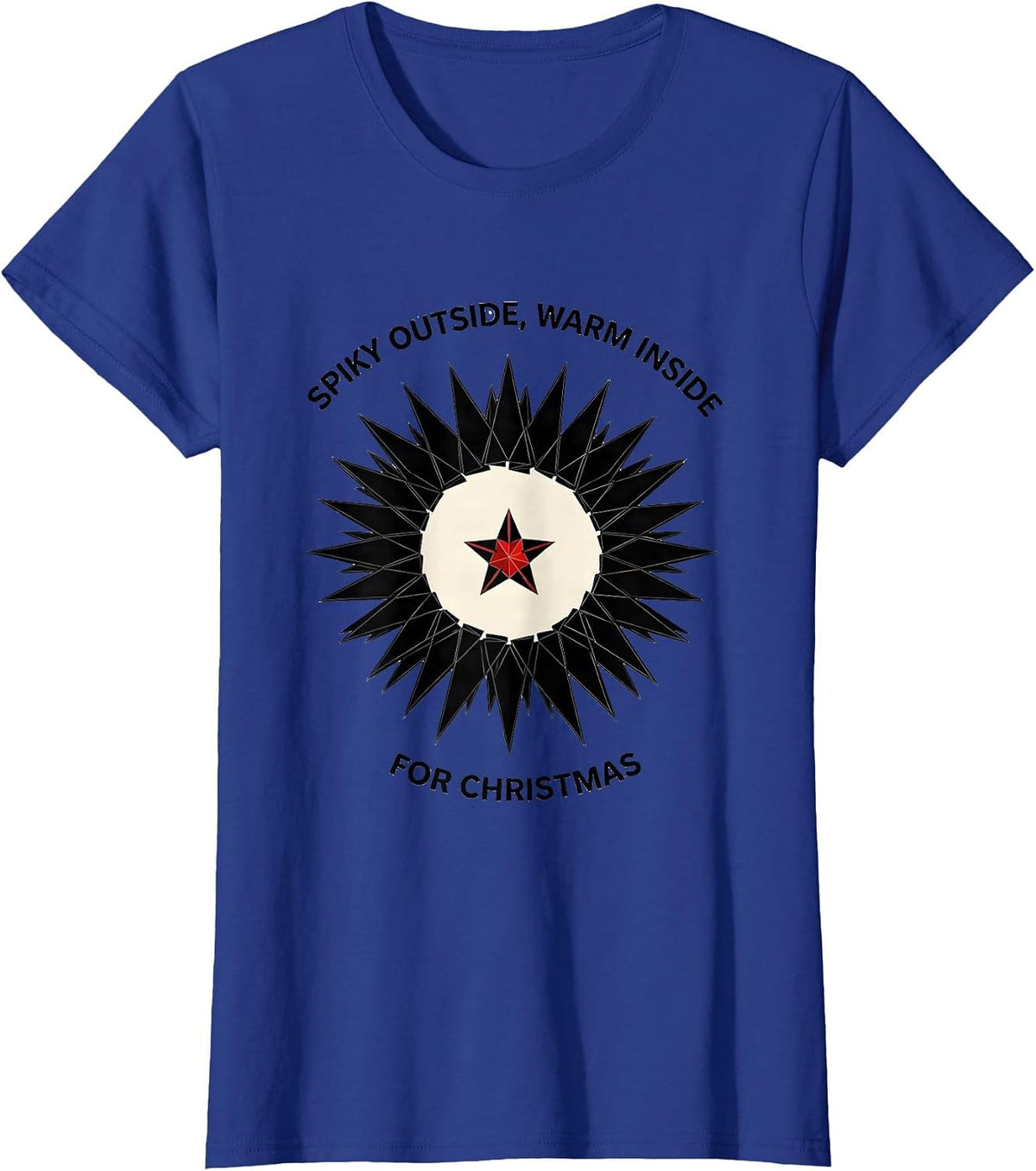 Women's Spiky Outside, Warm Inside For Christmas Cute Hedgehog T-Shirt - Royal Blue