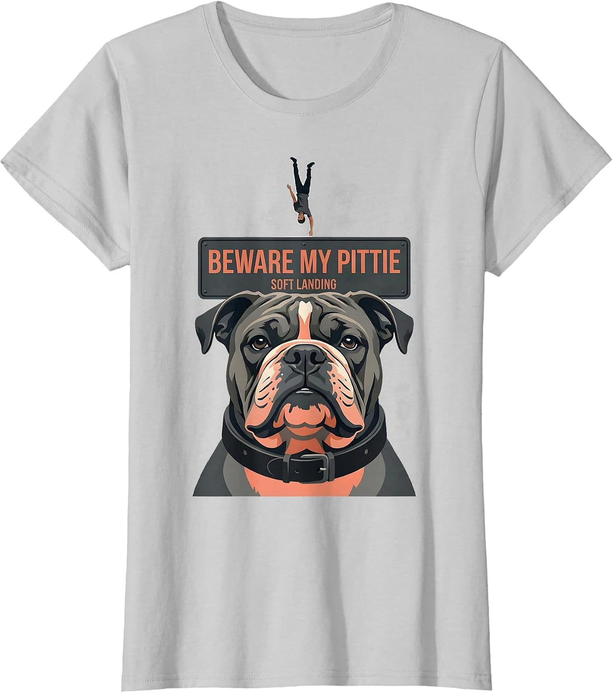 Beware My Pittie Soft Landing Funny Pit Bull Owner Dog Mom T-Shirt - Silver Grey