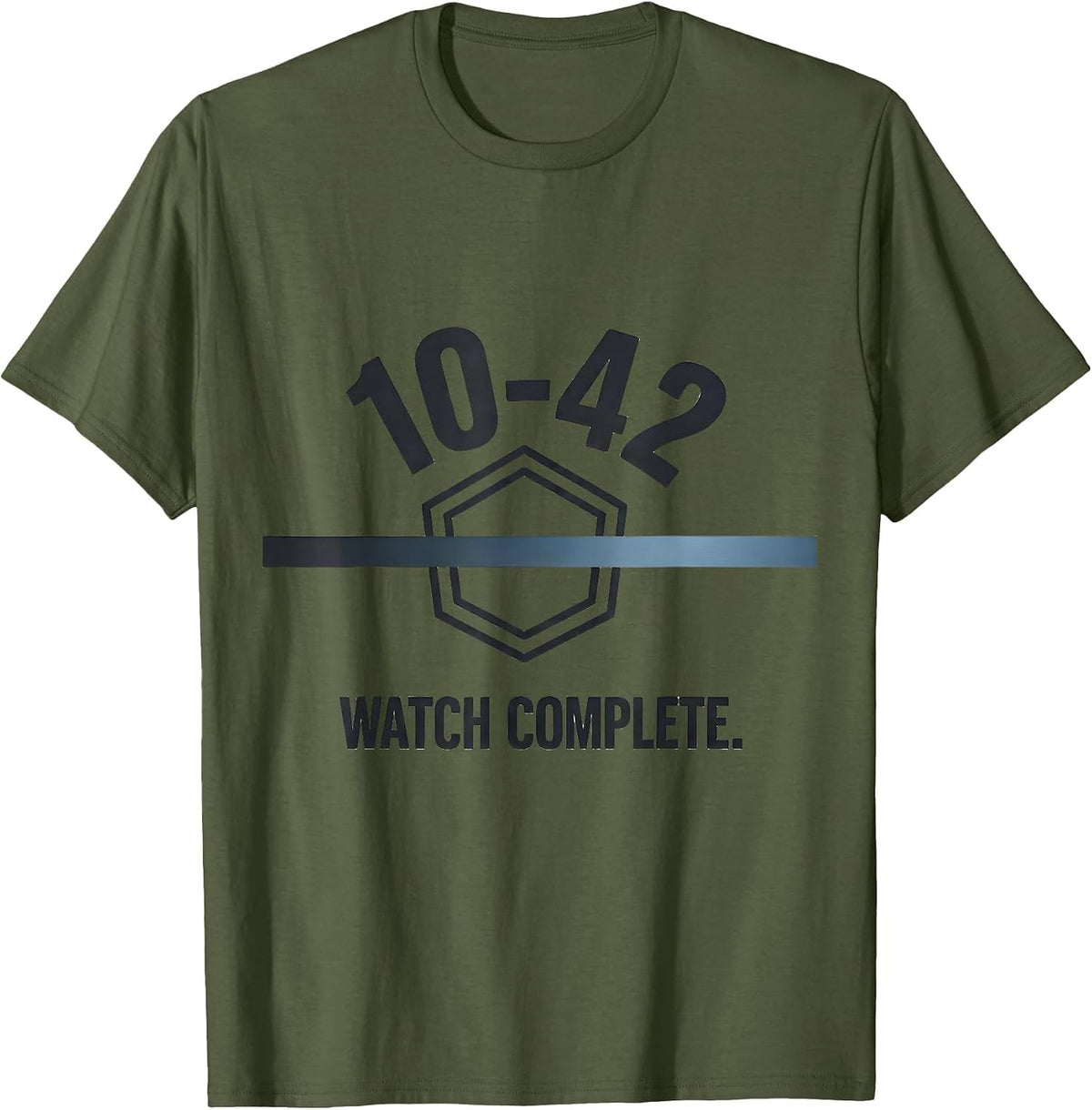 10-42 Watch Complete Thin Blue Line Police Support Tribute T-Shirt - Olive Green