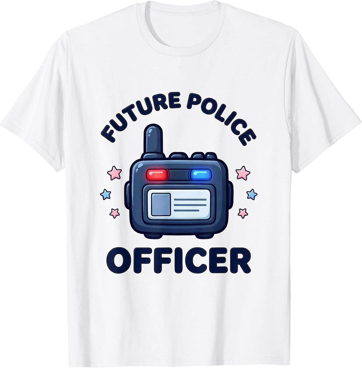 Men's Future Police Officer Cute Kawaii Kids Toddler Costume Play T-Shirt - White