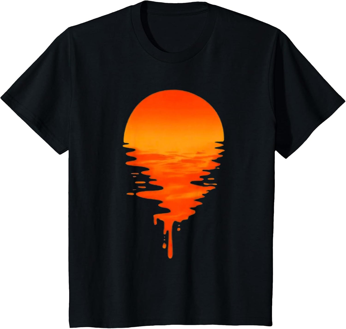 Sunset Drip Heat Meets Style in Retro Waves Design T-Shirt - Black