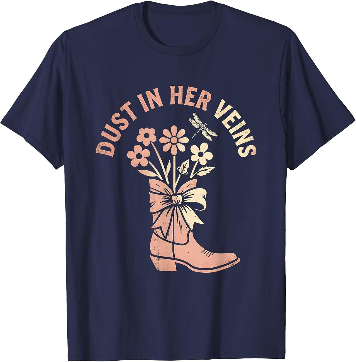 Men's Dust In Her Veins Rodeo Cowgirl Design T-Shirt - Navy Blue
