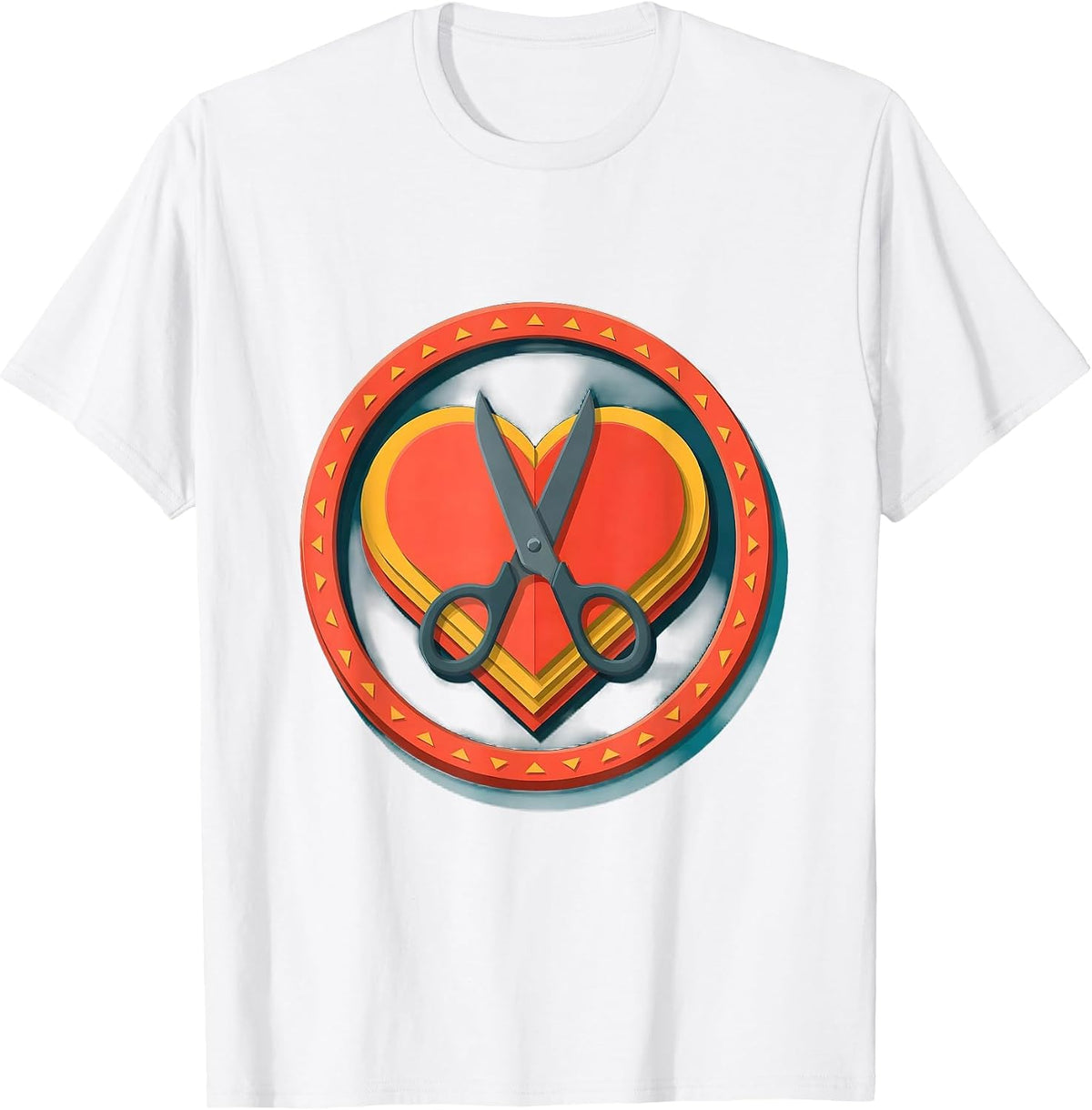 Men's Preschool Teacher Scissors Cutting Paper Heart T-Shirt - White
