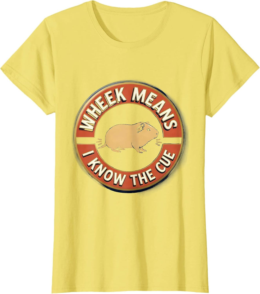 Women's Wheek Means I Know The Cue Funny Guinea Pig Pet Lover Humor T-Shirt - Lemon Yellow