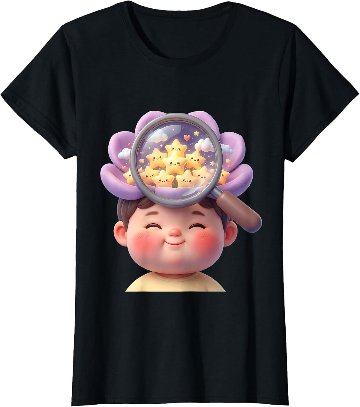 Women's Special Education Magnifying Glass Stars Child Mind T-Shirt - Black