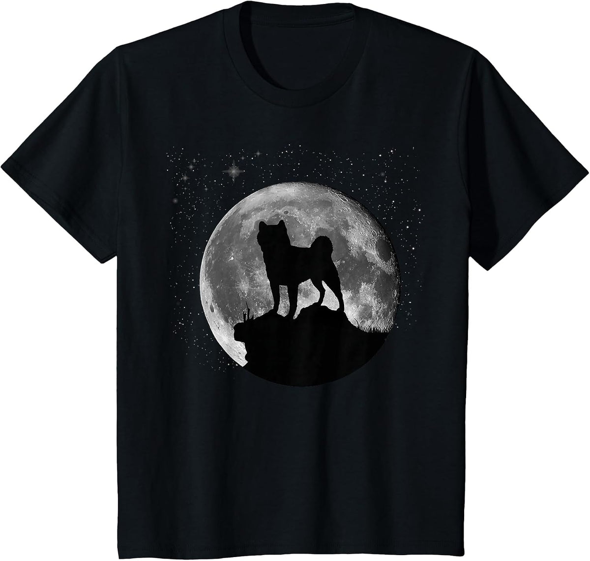 Shiba Inu Dog Moon T-Shirt - Black