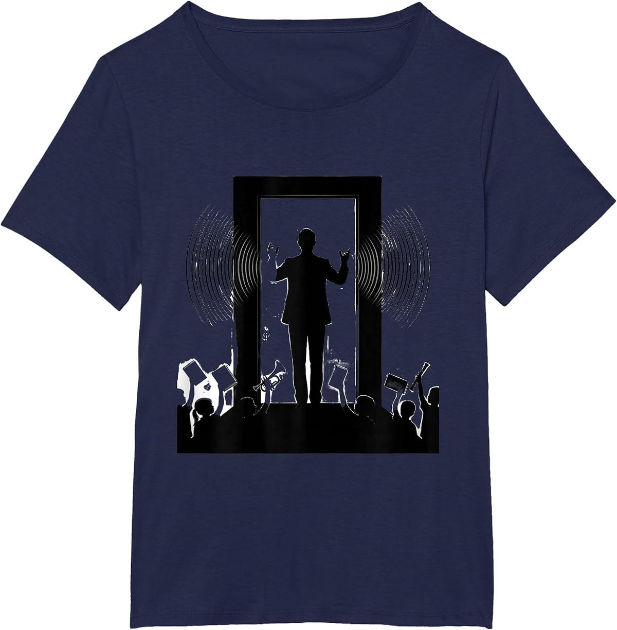 Women's Music Teacher Classroom Sound Burst Back To School T-Shirt - Navy Blue