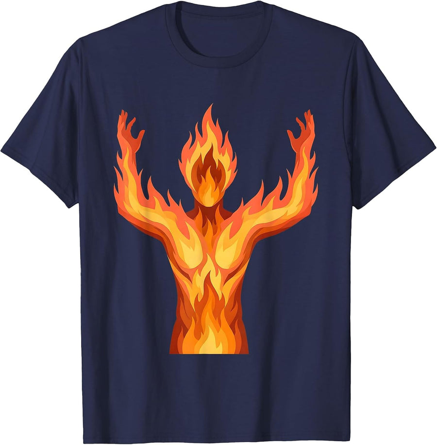 Rizz Em With The Tism Flame Silhouette Design T-Shirt - Navy Blue