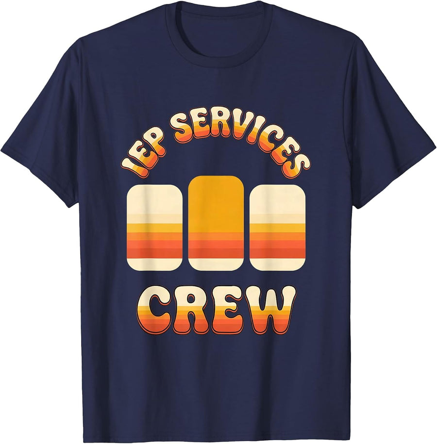 IEP Services Crew Retro Special Education Teacher Squad T-Shirt - Navy Blue