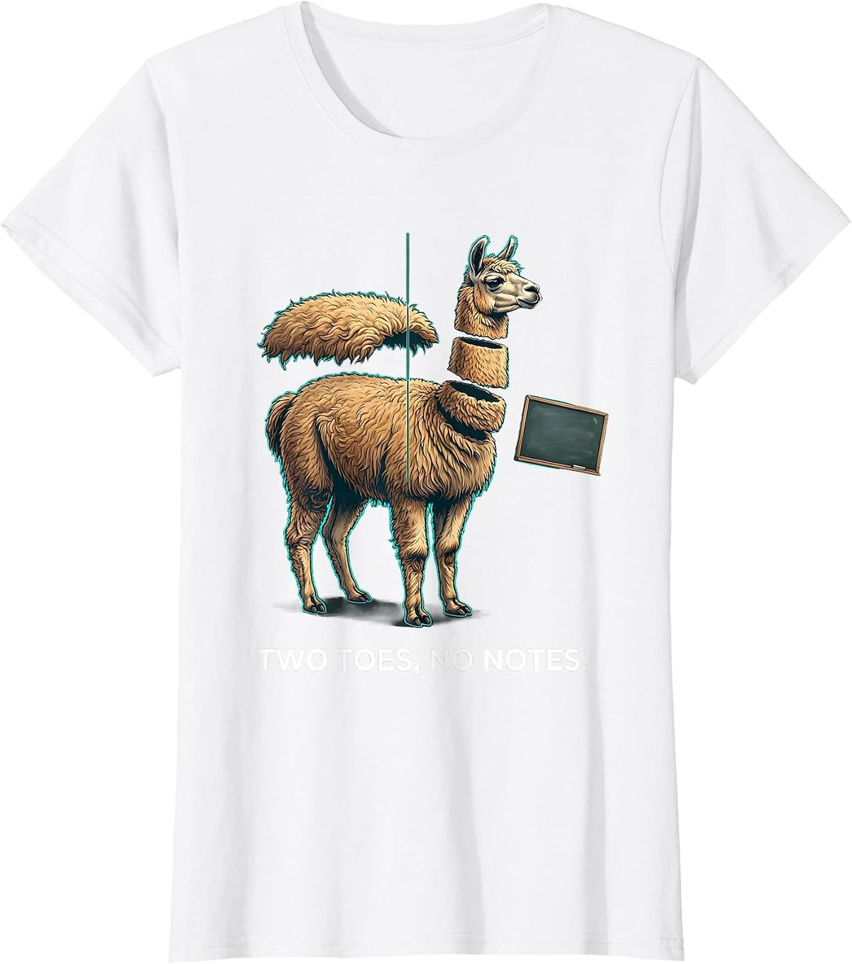 Women's Two Toes No Notes Funny Llama Alpaca Pun Gift T-Shirt - White