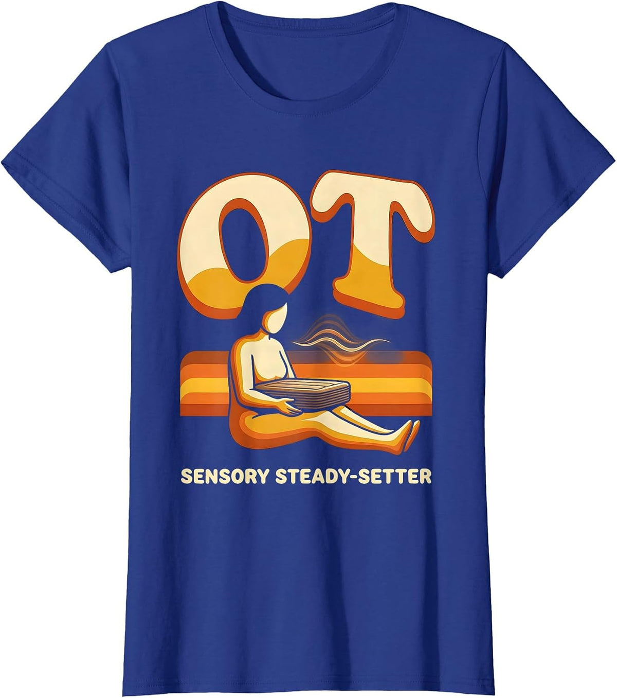 Women's OT Sensory Steady-Setter Retro Occupational Therapy T-Shirt - Royal Blue