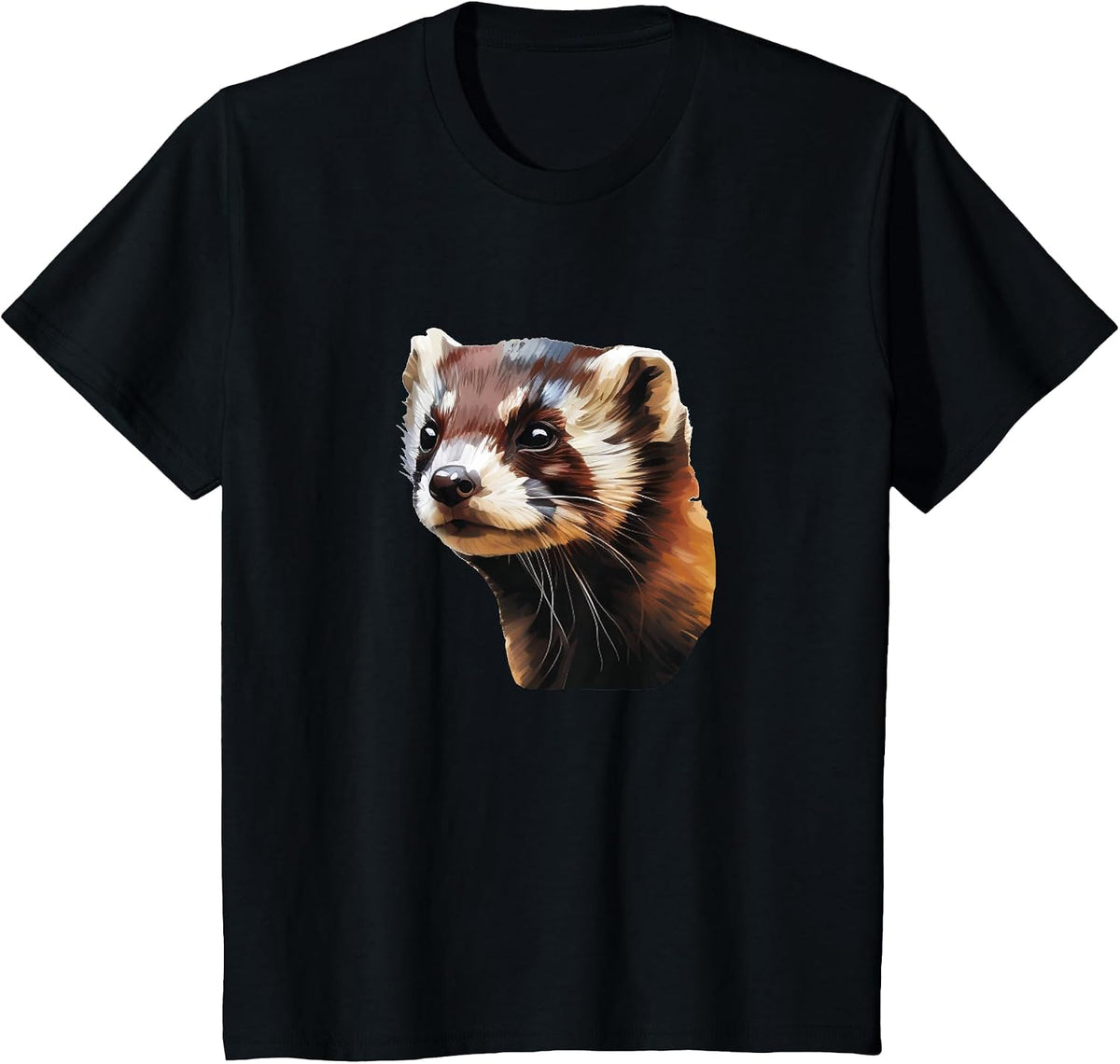Cute Ferret Face T-Shirt - Black