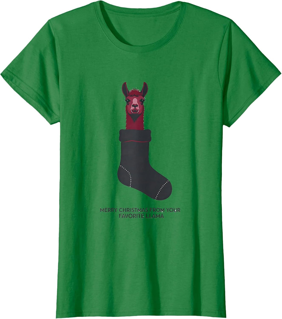Women's Merry Christmas From Your Favorite Llama Funny Llama Lover T-Shirt - Kelly Green