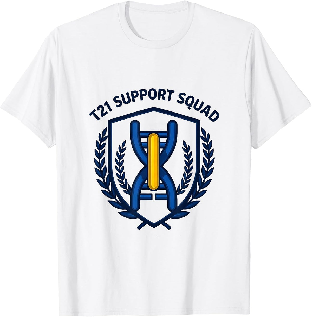 Men's T21 SUPPORT SQUAD Down Syndrome Awareness Extra Chromosome T-Shirt - White