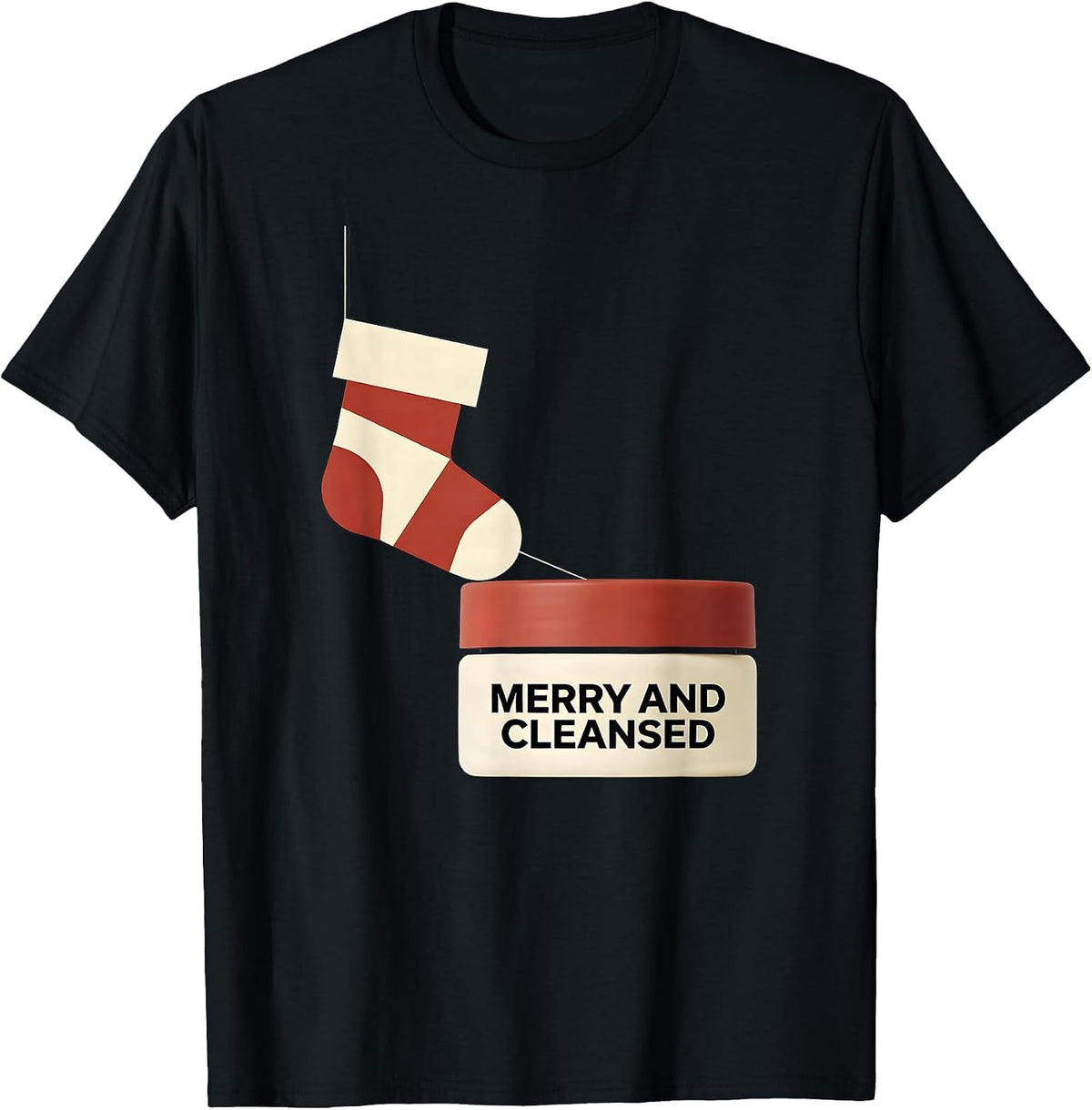 Men's Merry And Cleansed Minimalist Esthetician Dermatology T-Shirt - Black