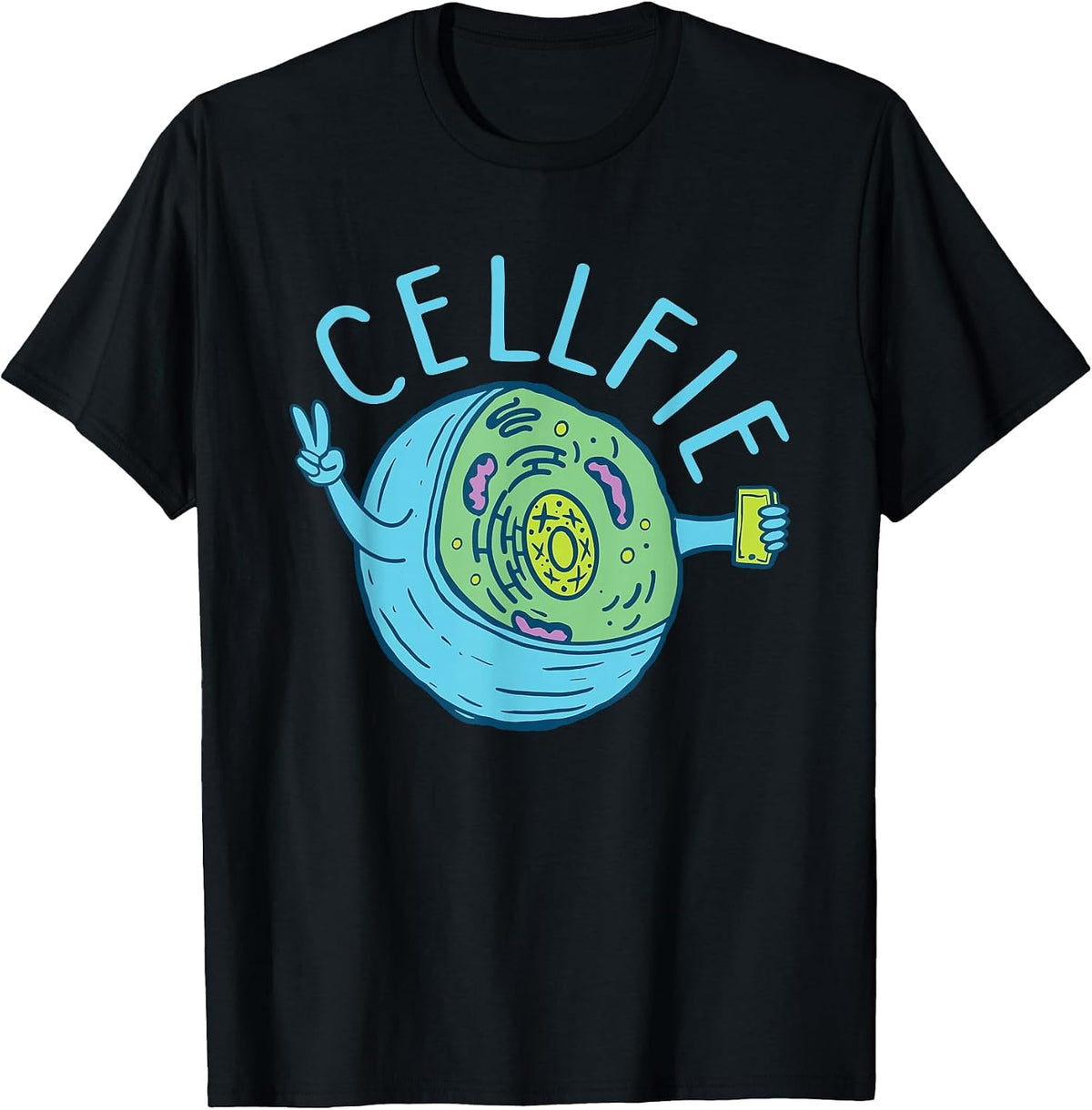 Cellfie - Funny Biologist Biology Student Cell Science T-Shirt - Black