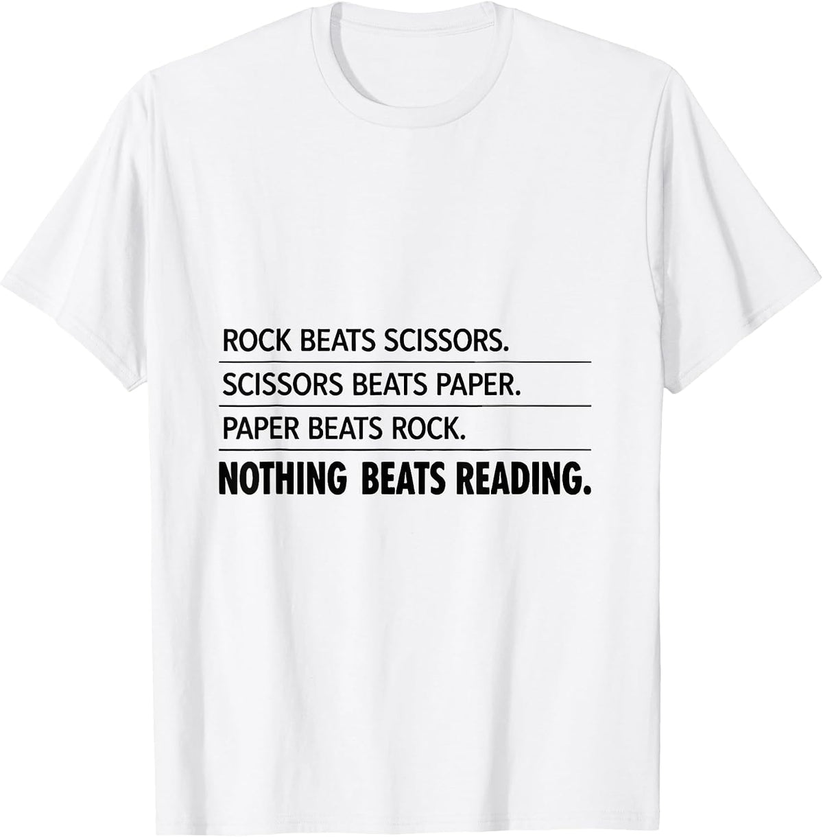 Men's Nothing Beats Reading Rock Paper Scissors Back to School T-Shirt - White