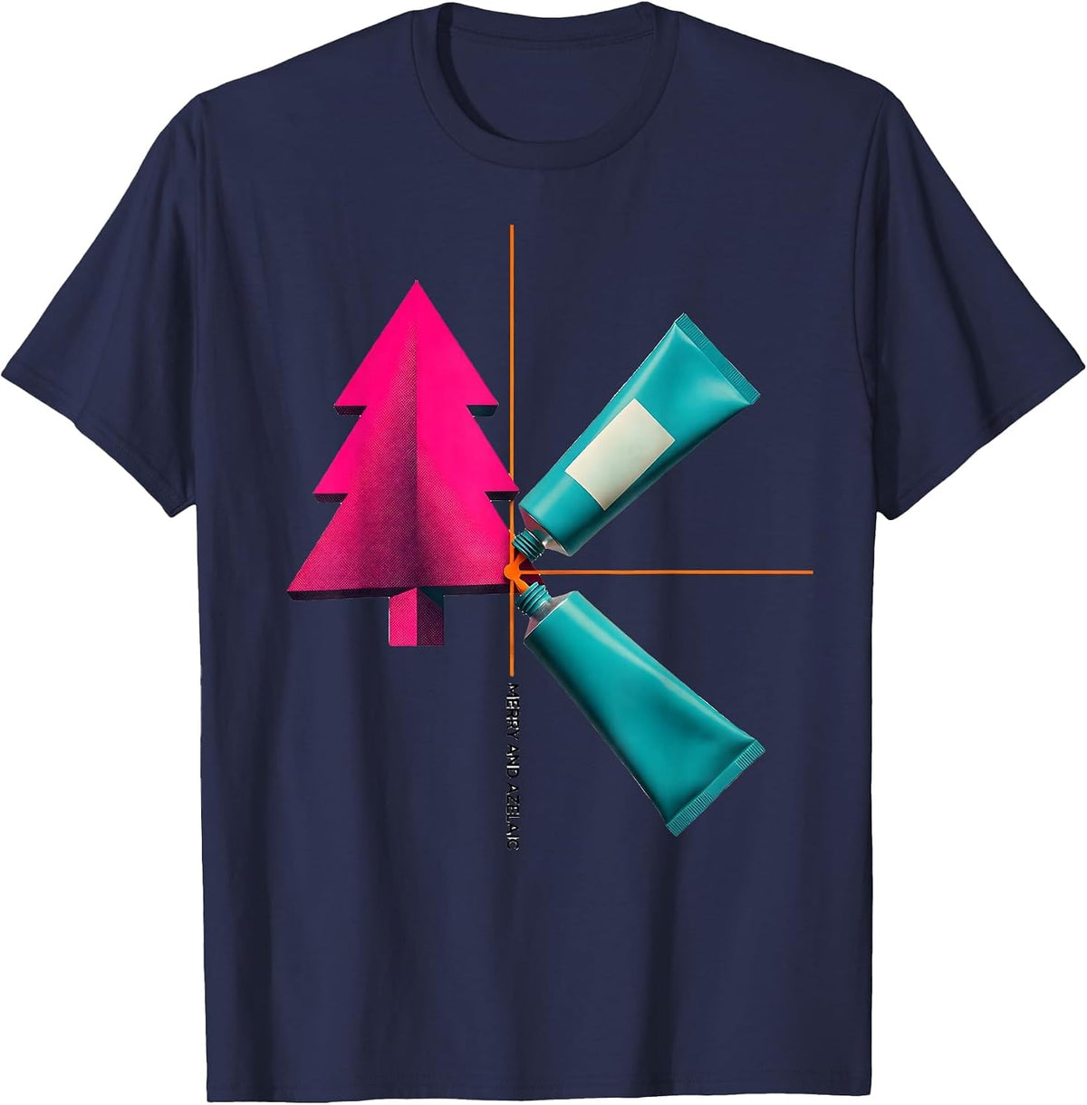 Men's Merry And Azelaic Risograph Christmas Esthetician T-Shirt - Navy Blue