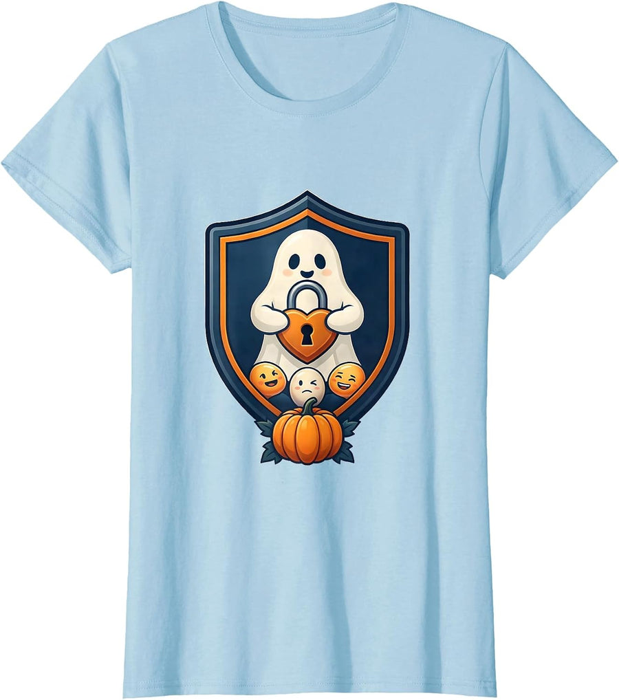 Women's Friendly Ghost Mental Health Awareness School Counselor T-Shirt - Baby Blue